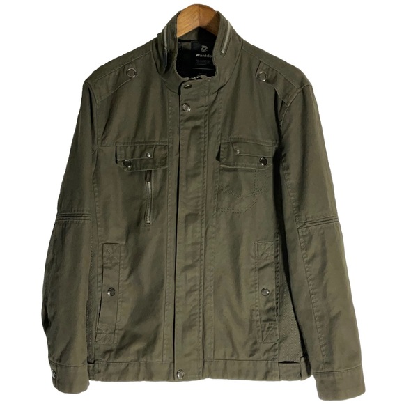 Wantdo Men’s Stand Collar Cotton Military Coat Army Green Five Pockets Size SM - Picture 1 of 16